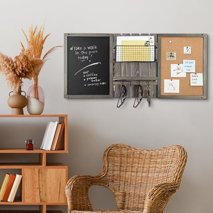MyGift 3 Panel Wall Mounted Entryway Bulletin Board Combo Set
