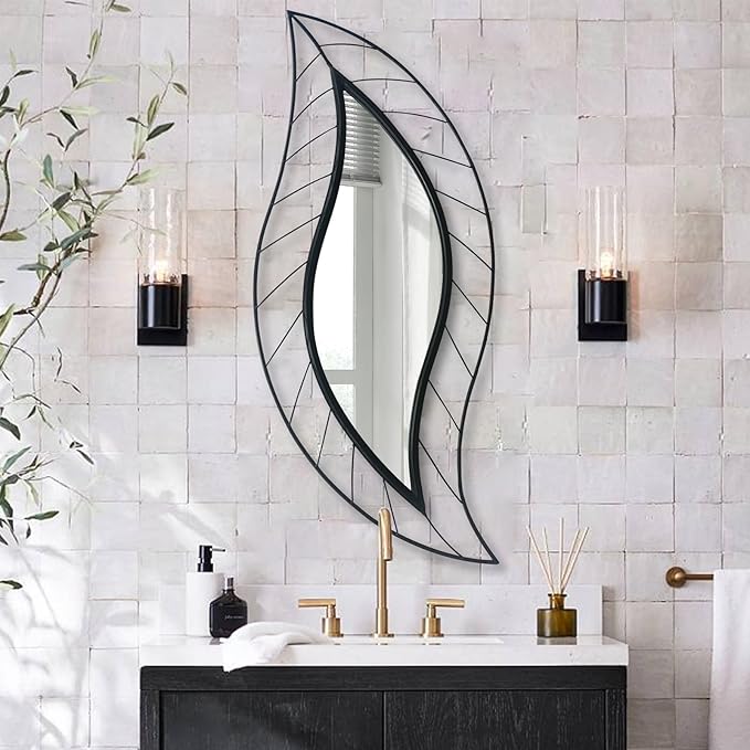 ironsmithn Decorative Wall Mirror, Leaf Teardrop Mirror