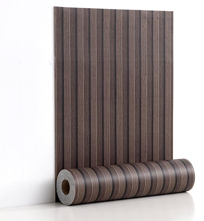 Haimin Wood Grain Slat Wall Panels Peel and Stick Faux Wood Thick Wallpaper