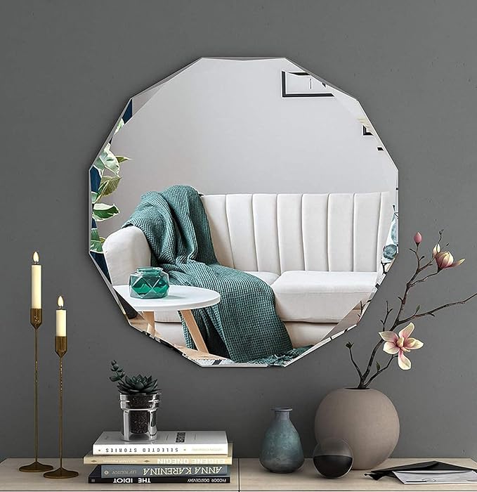 Bathroom Mirrors for Over Sink, Round Frameless Mirrors for Wall, 20x20 Inch