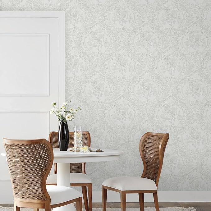 Ismoon Floral Peel and Stick Wallpaper Grey Contact Paper Boho Watercolor