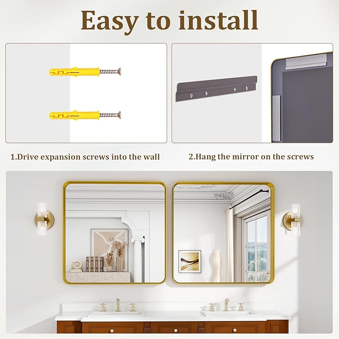 30"x 30" Gold Bathroom Mirror