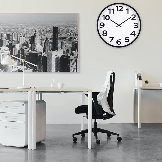 Large Wall Clock 16 Inch Silent Non-Ticking Modern Big Number Wall Clocks