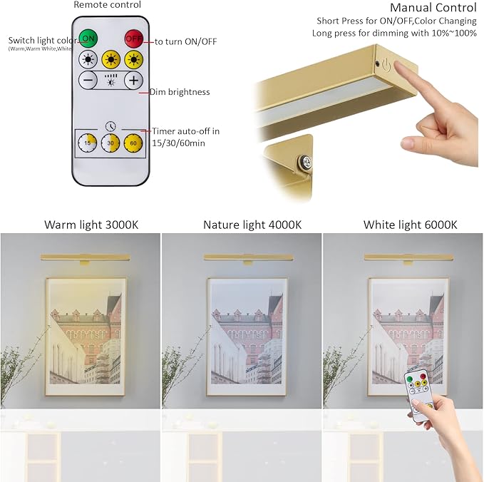 MIOBLUE 2Pack Picture Lights, 16in Battery Operated Picture Lights