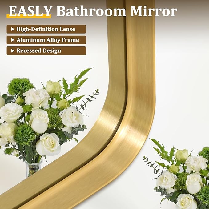 30"x 30" Gold Bathroom Mirror