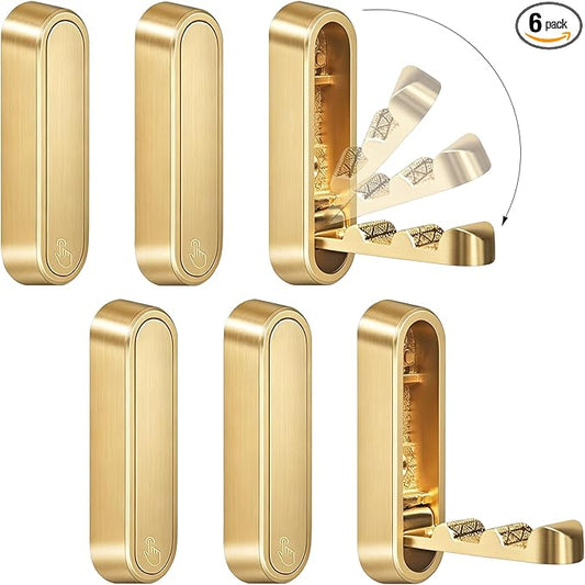 6PCS Foldable Wall Hooks, Zinc Alloy Flip Down Hooks, Retractable Wall Hooks
