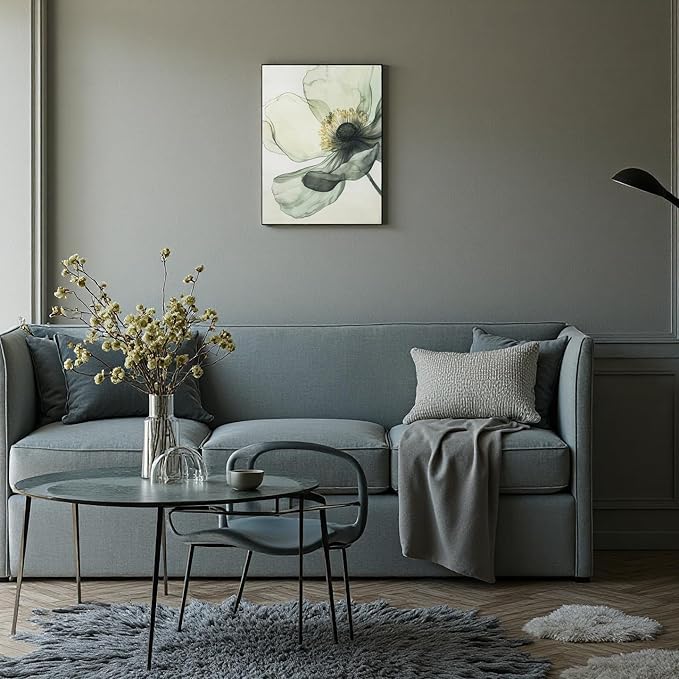 Sage Green Wall Art, flower pictures wall decor, Minimalist Modern Gold Green