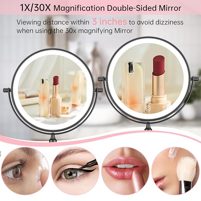 FUNTOUCH 5000mAh Rechargeable Wall Mounted Lighted Makeup Vanity Mirror