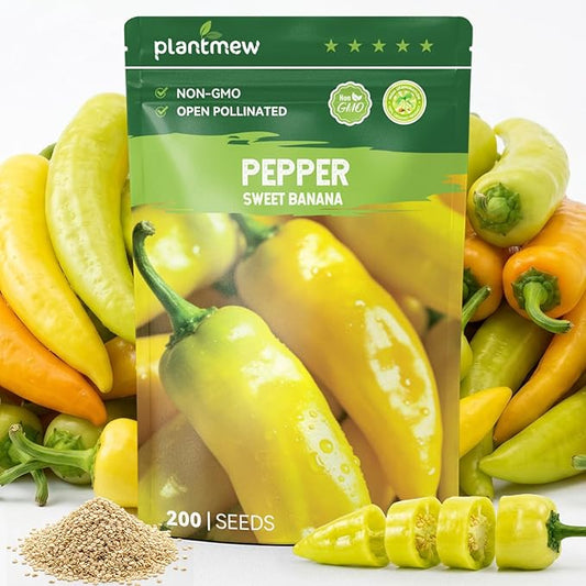 200 Heirloom Sweet Banana Pepper Seeds for Planting â Mild Pepper, High Germination, Fast-Growing, Ideal for Home Garden, Container or Pickling