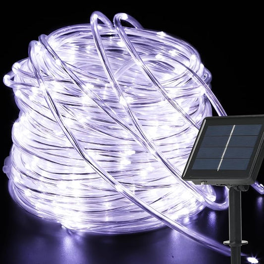 200 LED Solar Rope Lights Outdoor, 66FT Solar String Lights Indoor Waterproof Solar Powered Trampoline Light Clear Tube Pool Light for Camping Fence Yard Walkway Path Garden Outside Decorï¼White