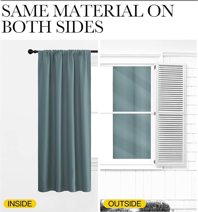 NICETOWN Greyish Blue Blackout Curtains Panels