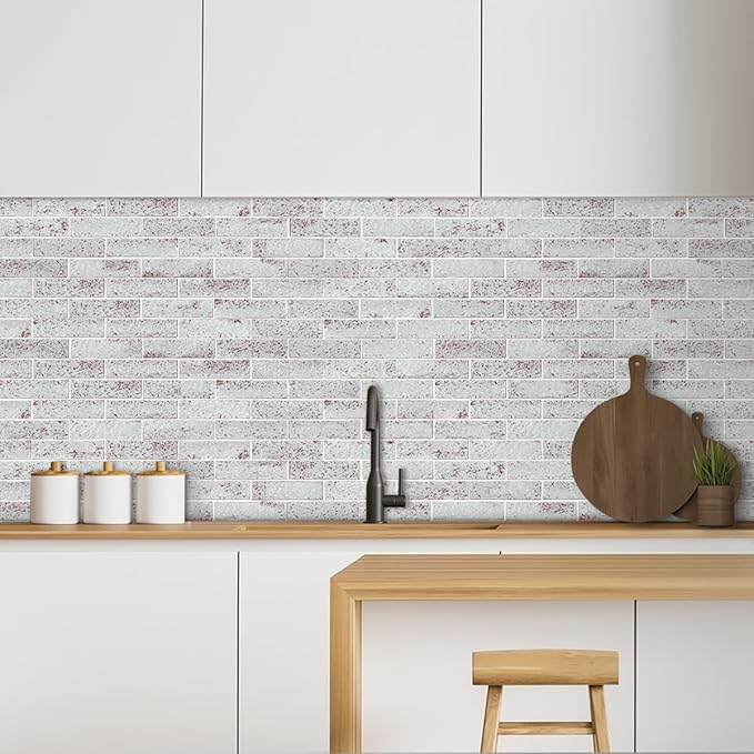 100 Whitewash Red Faux Brick Wall Tiles, 3D Thin Brick Veneers