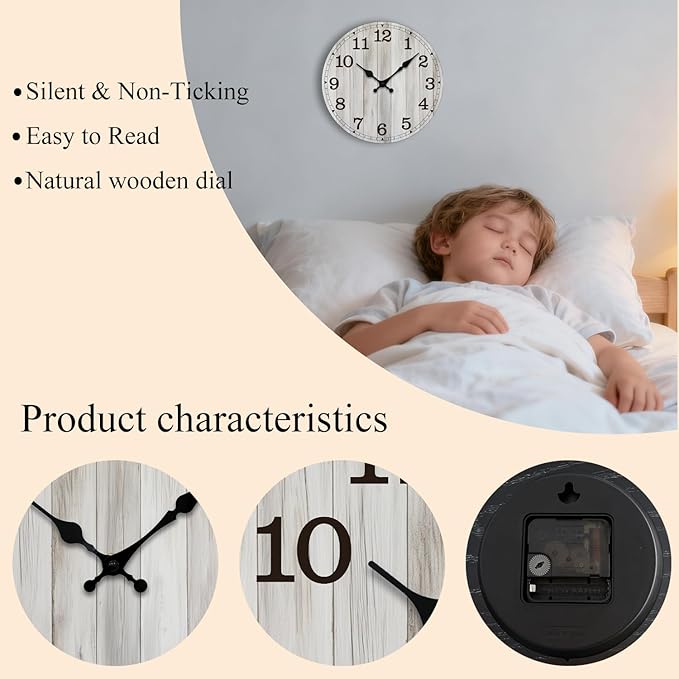 Wall Clock, Modern Wall Clocks Battery Operated, Silent Non Ticking Clock