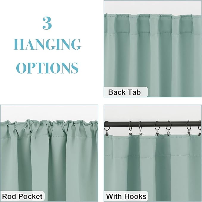 RYB HOME Small Window Curtains Blackout, Privacy Thermal Insulating Drapes