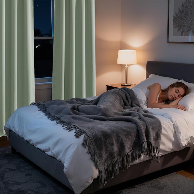 RYB HOME Bedroom Blackout Curtains 63 inches Long, 100% Blackout Thermal