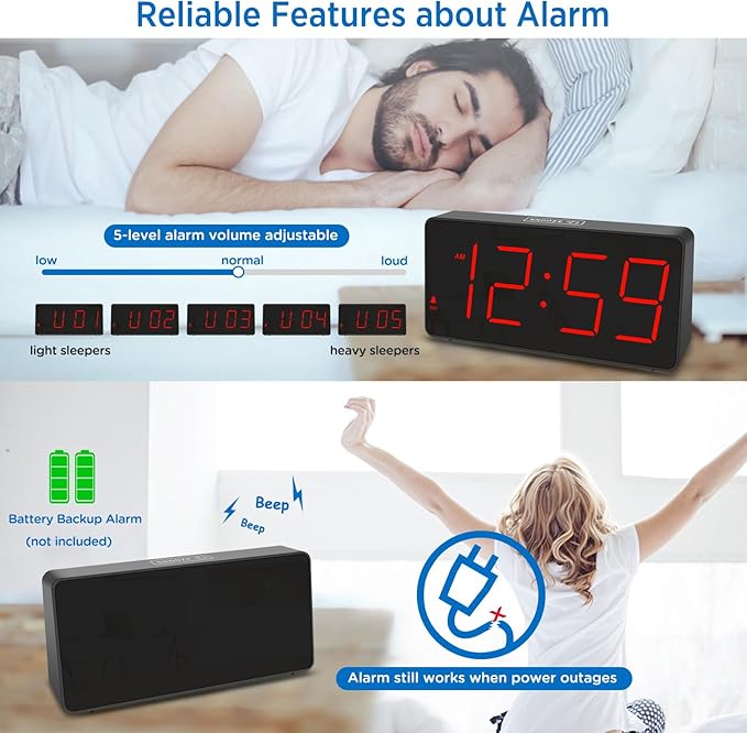 Peakeep Digital Clock, Alarm Clock
