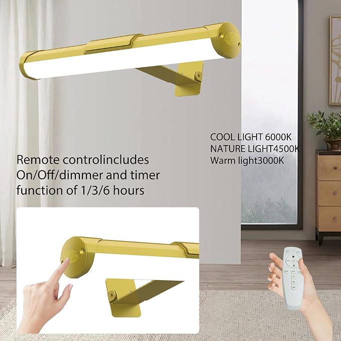 MIOBLUE Picture Light with Remote and Timer, 13.8in Rechargeable Picture Light