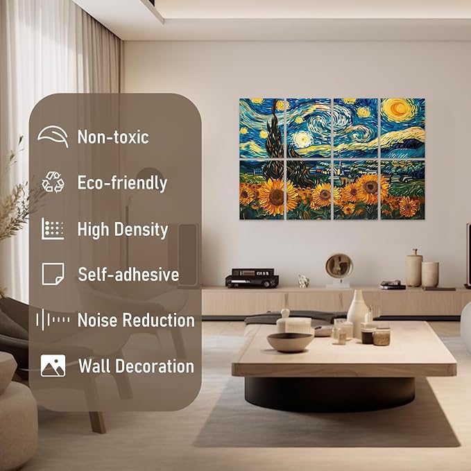 FurnoFlexArt Acoustic Panels Tiles Decorative Room Sound Proof Foam Absorbing