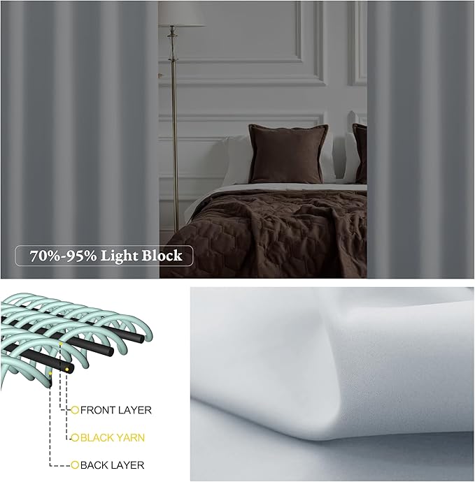 NICETOWN 1 Panel Room Darkening French Door Curtain, Thermal Insulated Front