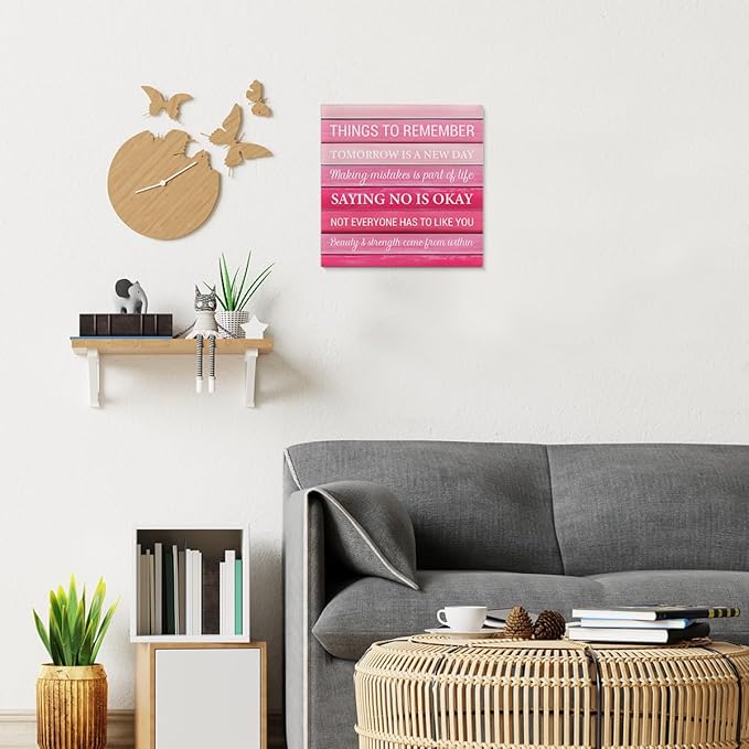 Inspirational Pink Wall Art Decor, Preppy Motivational Room Sign