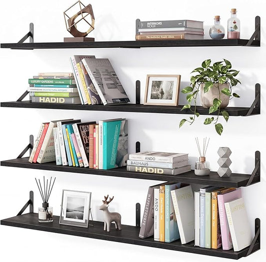 YGEOMER Floating Shelves for Wall, 35in Black Wall Shelves for Living Room