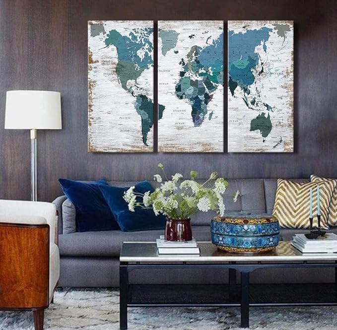 Teal blue Wall Art Watercolor Abstract Wall Decal Large Office Canvas Wall Art