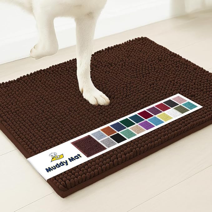 Muddy MatÂ® | Super Water Absorbent Door Mat Indoor, Microfiber Quick Dry Chenille Entryway Rug, Slip Resistant Front Door Mat, Indoor Mats for Entryway,Machine Washable Pet Rug, Choco Brown 5ft x 7ft