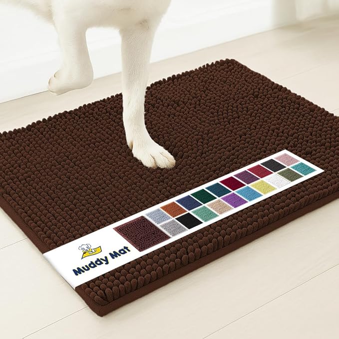 Muddy MatÂ® | Super Water Absorbent Door Mat Indoor, Microfiber Quick Dry Chenille Entryway Rug, Slip Resistant Front Door Mat, Indoor Mats for Entryway, Machine Washable Pet Rug, Brown XXXL 72"X48"