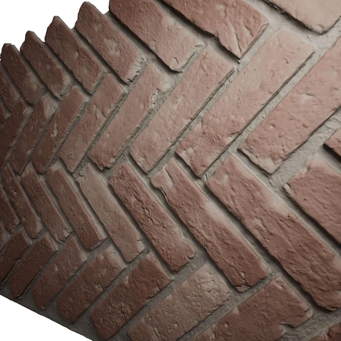 EverStone Herringbone Faux Brick Panel, 46 1/2"W x 25 1/4"H x 1"D, Old Chicago