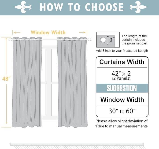 ChrisDowa Blackout Curtains 48 inches Long