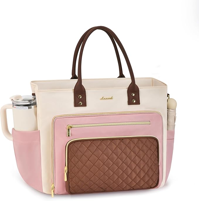 LOVEVOOK Teacher Tote Bag for Women Work, Nurse Bags Laptop Bag With Large Cup Holder, Professional Computer Briefcase Business Purses Handbag, Diaper Bag Mother Gift, 15.6 Inch