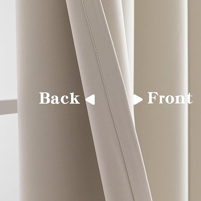 IGEMAEVE Cream Curtains 84 Inch Length 2 Panels Set, Light Filtering Curtains