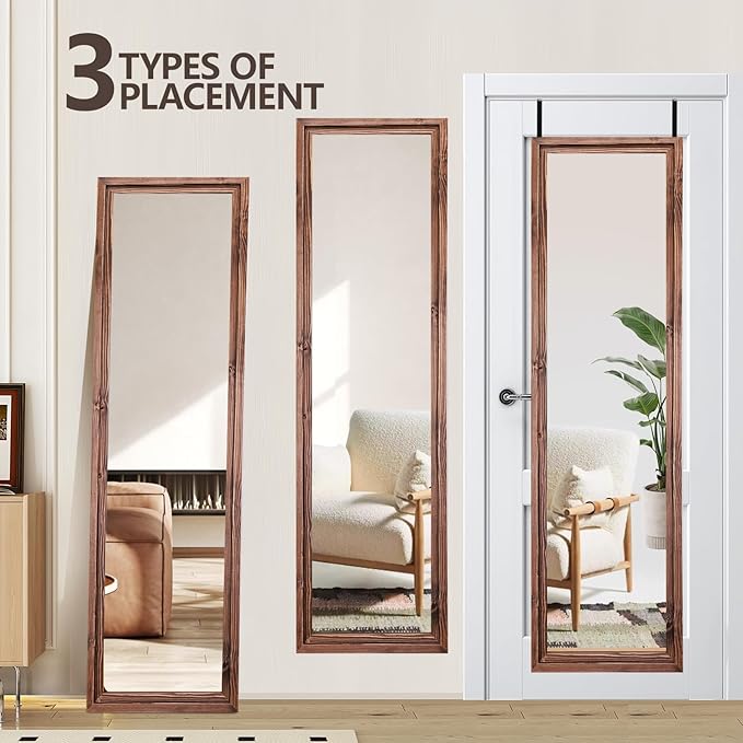 50"x16" Door Mirror, Rustic Full Length Mirror, Over The Door Hanging Mirrors