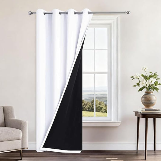 Yakamok 100% Blackout Curtains 84 Inches Long, 2 Thick Layers Heat and Full