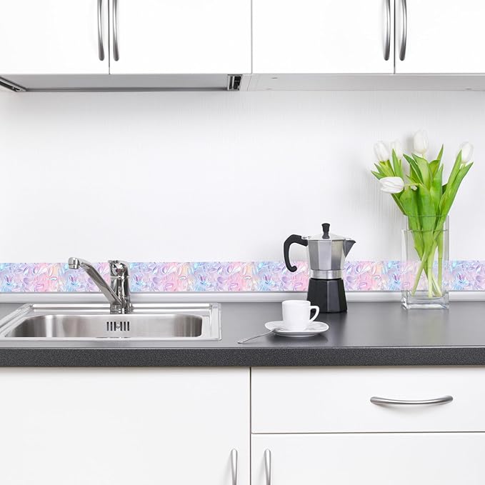 HOMETITUTE Wallpaper Border Peel and Stick Wall Border 4x196 Inch Iridescent