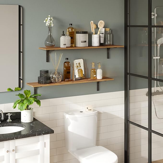 DINZI LVJ Long Wall Shelves, 39.4Inch Wall Mounted Shelves Set of 2, Extra