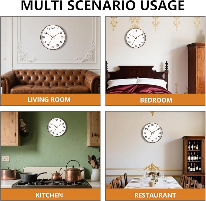 Woodgrain Wall Clock–Silent Non-Ticking Wall Clocks Battery Operated 8 Inch
