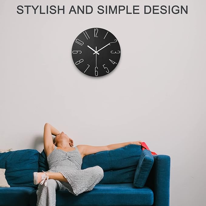 Wall Clock, Silent Clock, Wall Clocks Battery Operated， 12 inch Modern Wall