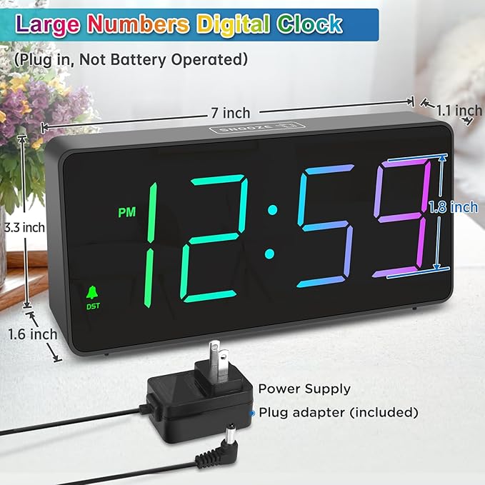 Peakeep Digital Alarm Clock for Bedroom Bedside, Extra Loud for Heavy Sleepers