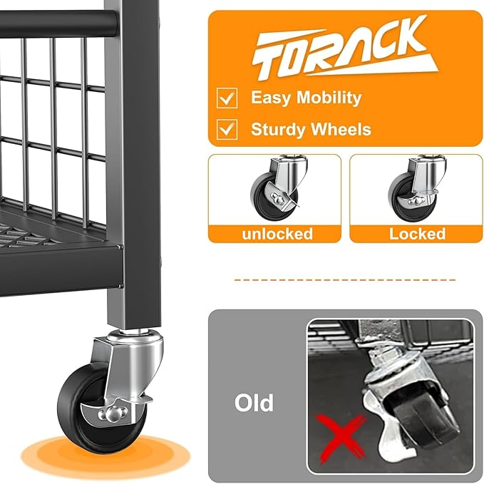 TORACK Garden Tool Stand with Wheels, Rakes Shovels Holder Yard Tools Organizer for Garage, Garden, Shed Indoor/Outdoor Long-Handled Tools Cart(Tool stand)