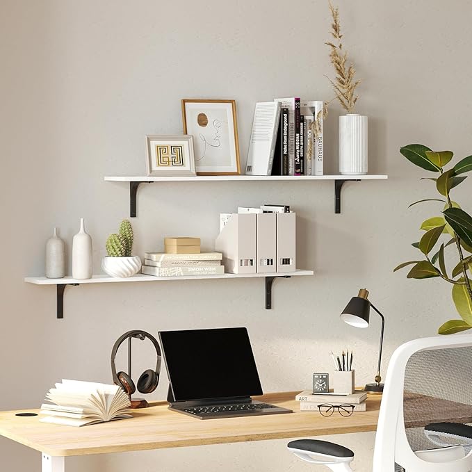 DINZI LVJ Long Wall Shelves, 47.3Inch Wall Mounted Shelves Set of 2, Extra