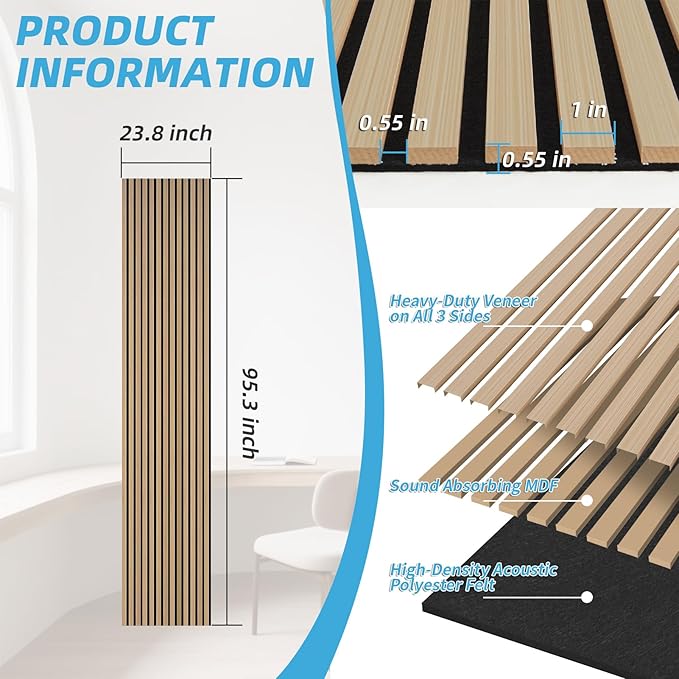 Art3d Acoustic Wood Slat Wall Panel