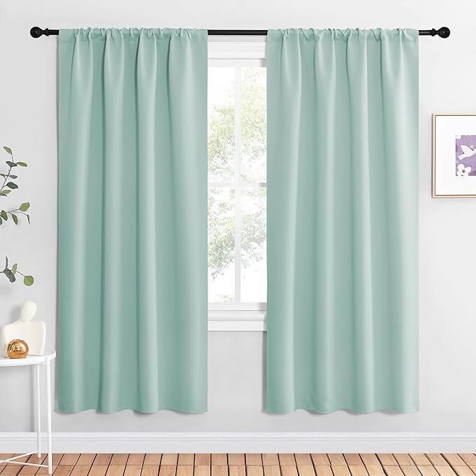 NICETOWN Blackout Curtains for Living Curtains, Aqua Blue, 1 Pair, 34-inch W x