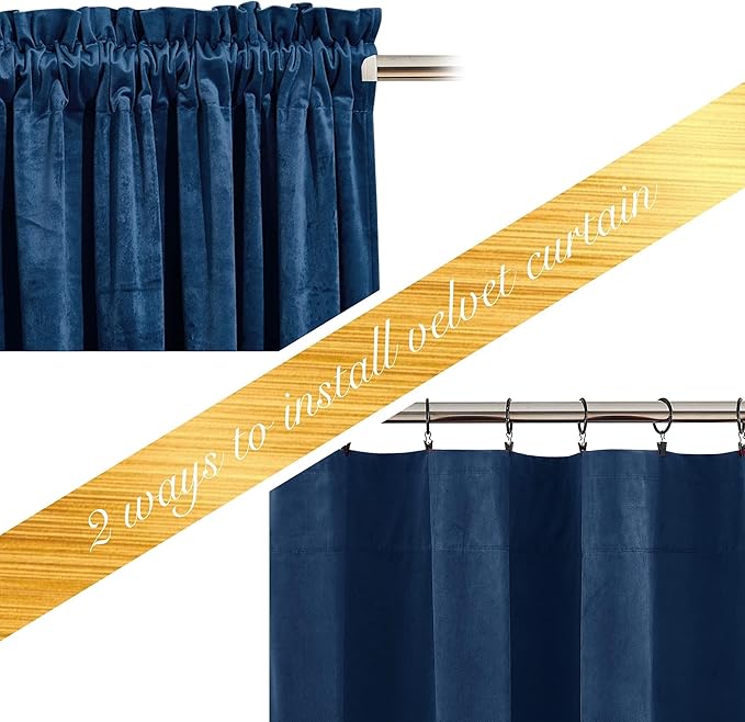 NICETOWN Navy Blue Velvet Curtains 84 inches