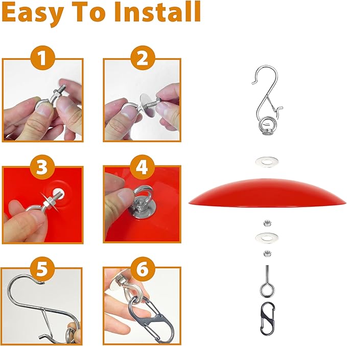13" Hummingbird Feeder Dome Guard,Bird's Feeder Rain Cover,Squirrel Proof for Bird Feeders Pole, Smart Bird Feeders Umbrella(Bright Red), 2Pack