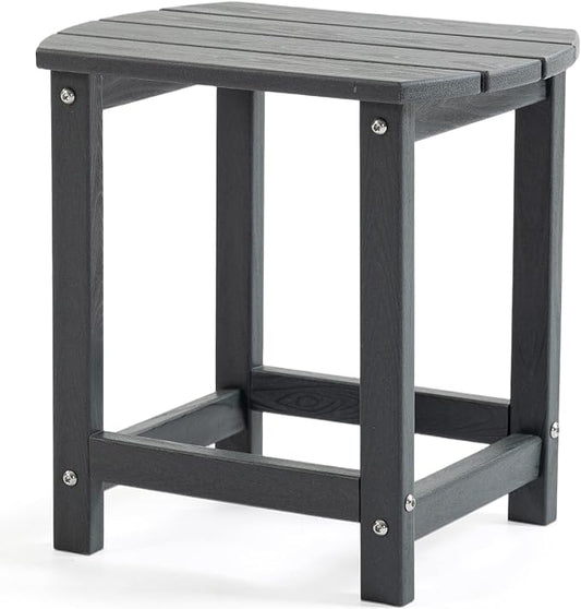 HDPE Patio Side End Table, Waterproof Outdoor Small Table for Patio, Garden, Poolside, Balcony, Deck, Porch, Backyard, Outdoor or Indoor Use, Grey