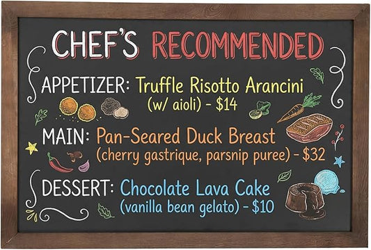 MyGift 35-Inch Wall-Mounted Chalkboard Sign, Vertical/Horizontal Hanging