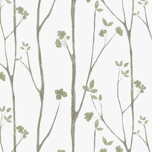 Timeet Green White Leaf Floral Boho Wallpaper 16" x 393.7" Self-Adhesive