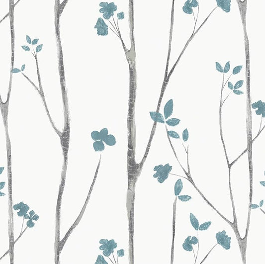 Timeet Blue White Floral Leaf Boho Wallpaper 16.14"x118.11" Self-Adhesive