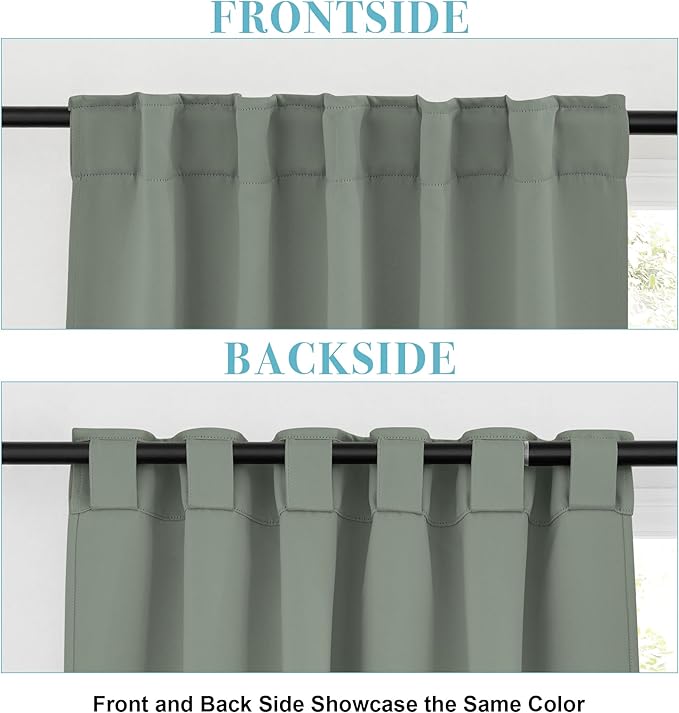 RYB HOME Sage Green Kitchen Curtains, W 34 x L 36 Inches, 2 Panels